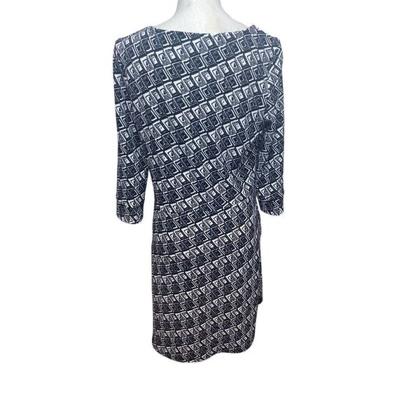 41 Hawthorne Women's Black White Geometric Pattern Skater Dress Medium - Picture 4 of 6